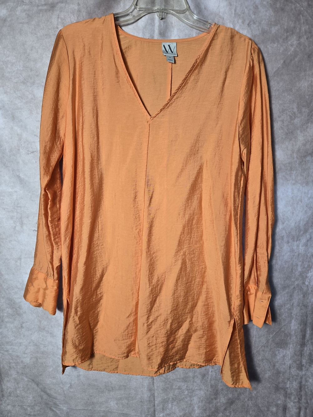 Worthington Peach-Orange V-Neck Long Sleeve Tunic